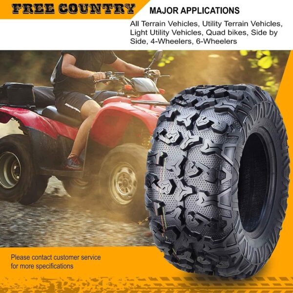 FREE COUNTRY Set 4 Premium ATV Tires 25x10-12 & 25x11-12 8PR w/Side Scuff Guard - Image 9