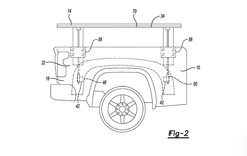 Ford patents pop-up bed rail system