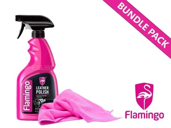 flamingo leather polish with microfiber cloth bundle pack 500ml mild scented dirt removal 94489419